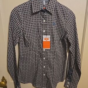 Cinch Women's Black and White Medallion/Geometric Patterned Shirt, Sz Xs, NWT